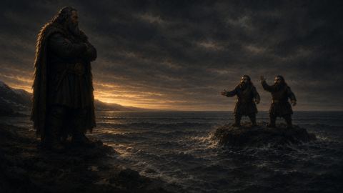 Dwarves on the rock, Norse myths wallpaper