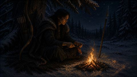 Night camp, Norse myths wallpaper